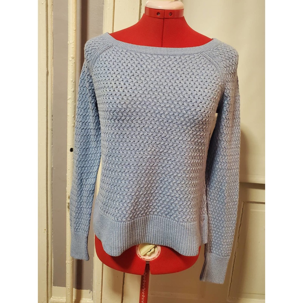 American Eagle Light Blue Partial Zip-Back Sweater, Size Small